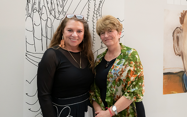 Constanza Romero (August Wilson's wife) and Kornelia Tancheva (Hillman University Librarian and Director of the University Library System)